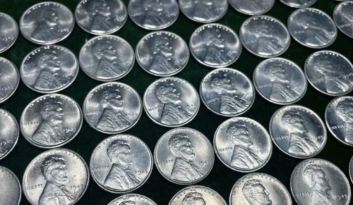 LOT OF 10 UNCIRCULATED RAW 1943-PDS STEEL PENNIES RANDOM  CHEAP!!