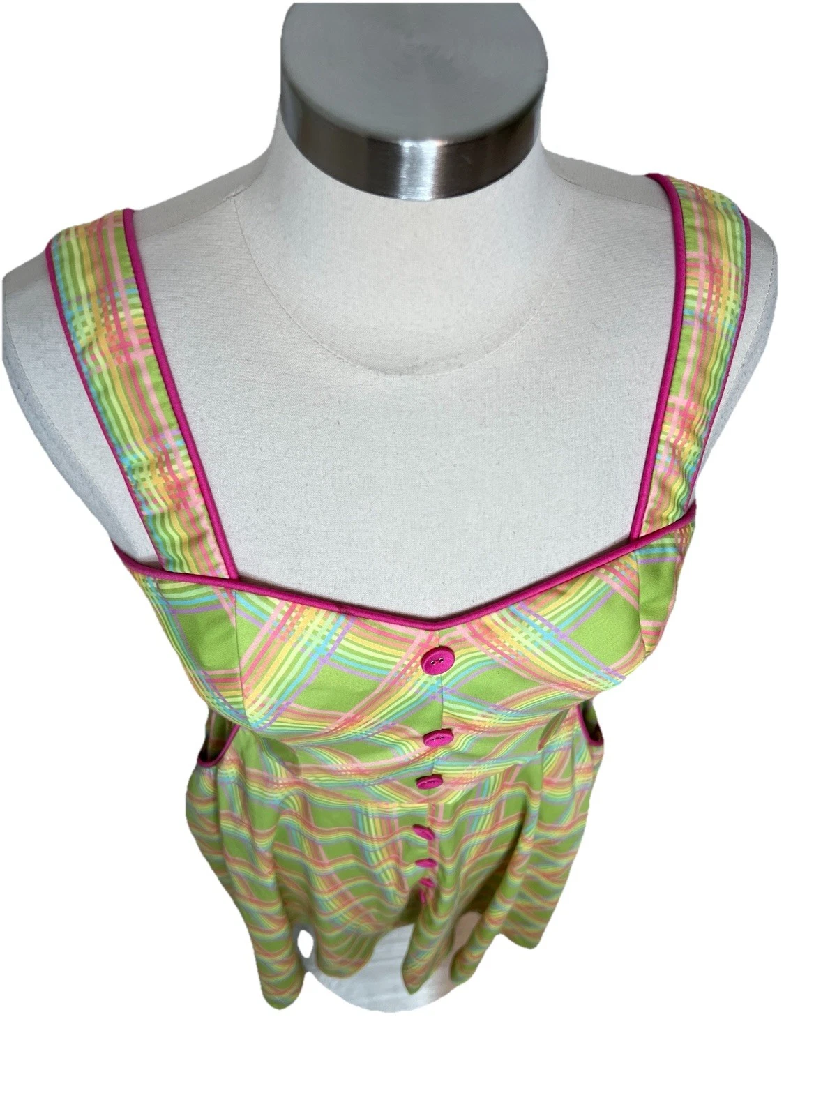 VALENTINO Abito Voodoo Vixen M verde e rosa aderente svasato midi pin up rockabilly manca cintura