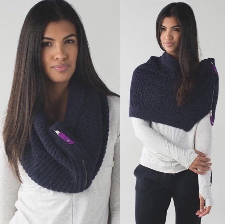Lululemon Falling Freely Neck Warmer Women’s Purple Grape Zippered Scarf Shawl