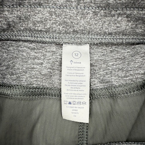 IVIVVA by Lululemon Girls Studio Roll Cuff Pant Size 12 Grey Ruched Lightweight - Picture 3 of 6