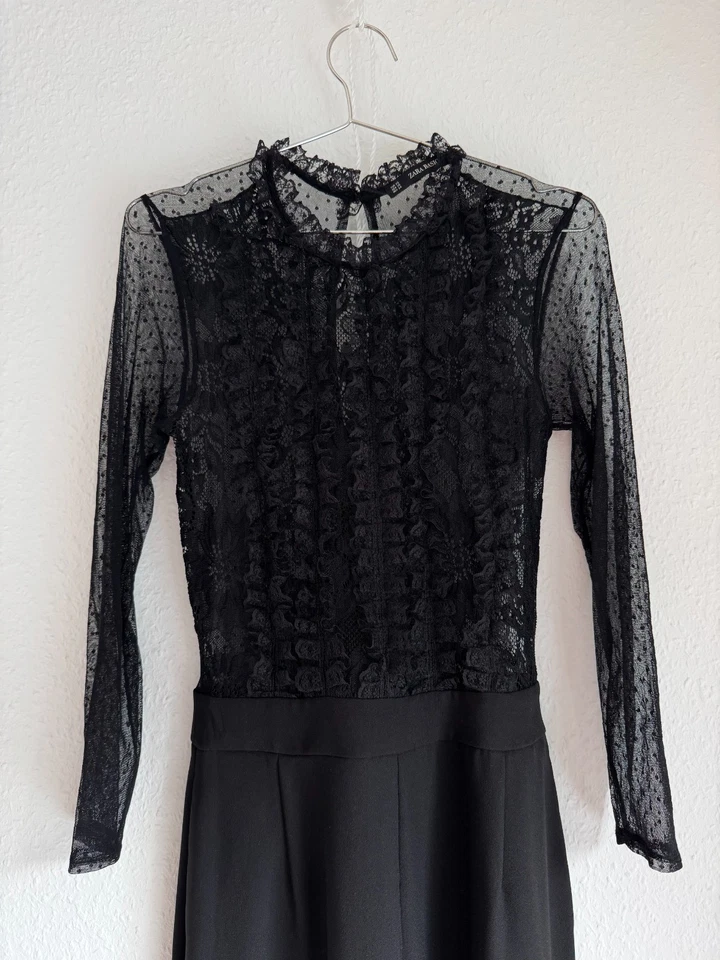 Plumetis-Spitzenoverall /Jumpsuit /Einteiler Zara Gr. XS schwarz - Bild 2 von 4