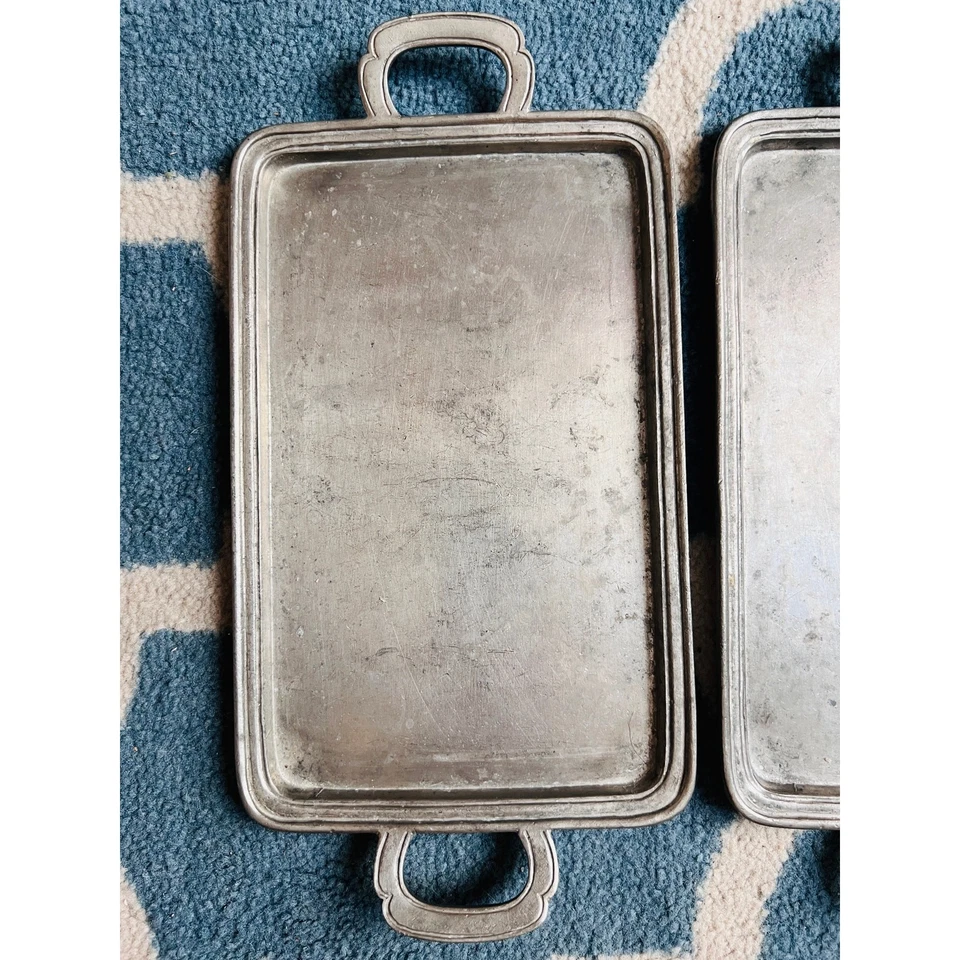 Bandeja de peltre vintage Labrazel Italia EPU 109 pesada doble mango 13” x 6,5” baño Foto 4 de 4
