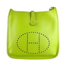 Borsa a tracolla originale HERMES Evelyne III PM in pelle verde mela/tono...