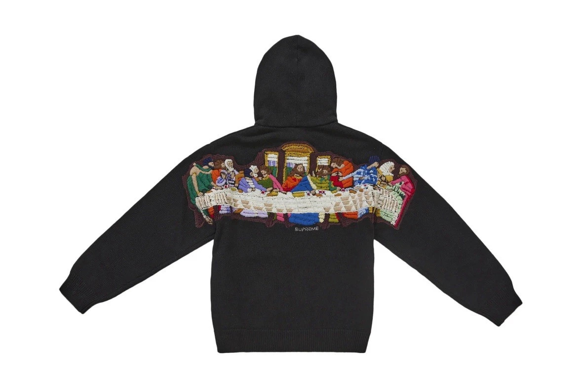 Sweat à capuche zippé brodé Supreme Last Supper   Medium 