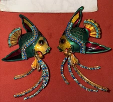 Rare Vintage Lunch At The Ritz Clip On Earrings “Blue Fish Special”