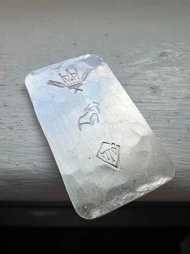 EMPTYO Metals 1oz Triple Stamp Hammered 999 Silver Bar - Bull Crown Diamond MTO
