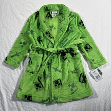 Minecraft Creeper Plush Fleece Bathrobe Kids Size 6 NWT 34.99