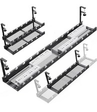 31Inch Extendable Under Desk Cable Management Tray Multi-Model Metal Black
