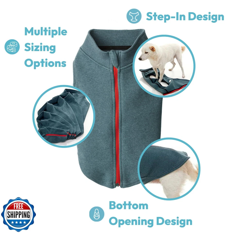 Gooby Zip Up Microfiber Fleece Dog Sweater - Green, Small - Warm Double Layer - Image 3 of 4