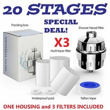 20-Stage Shower Head Filter with 3 Replaceable Filter Cartridges,for Hard Water
