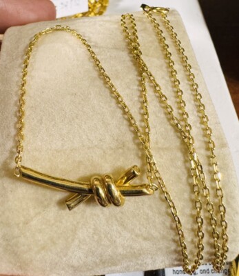 18K 750 Saudi Echt Gold 17,5'' langes Knotenband Halskette 1,5 mm 4,1 g DAMEN