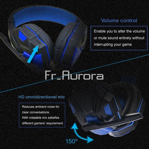 3.5mm Wired Gaming Headsets Headphone Stereo Surround w/ Mic For PC Xbox PS4 - Picture 6 of 16