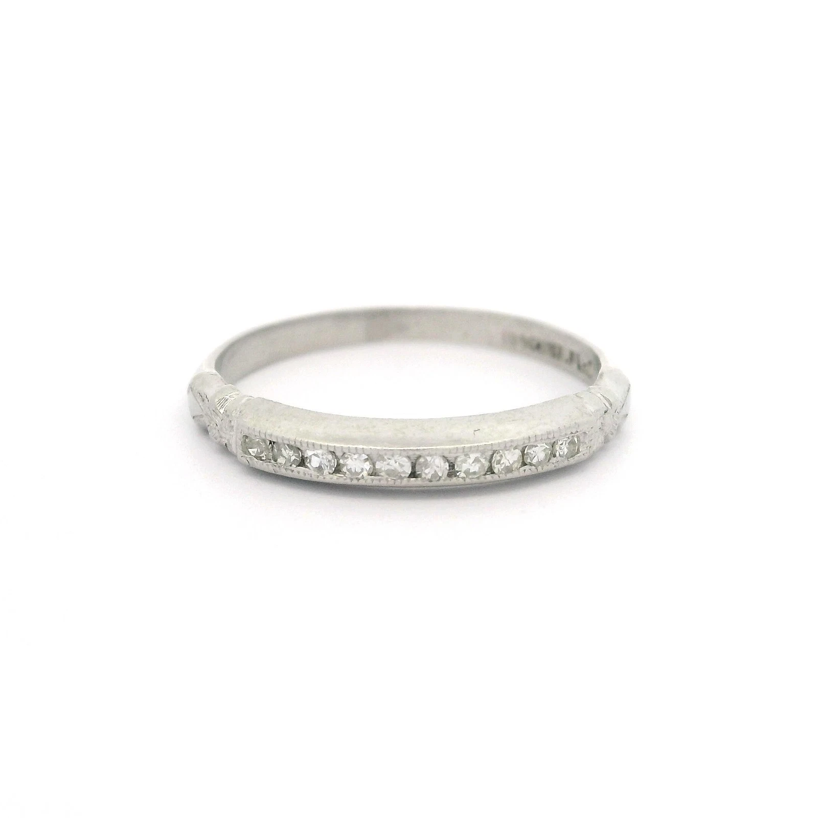 Antique Art Deco Platinum Oldgle Sin Cutnnel Cha Setmond Diamon Peti Band
