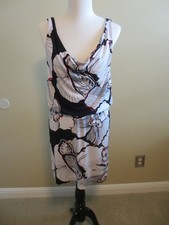WHITE HOUSE BLACK MARKET BLACK WHITE PINK SLEEVELESS DRESS NWOT