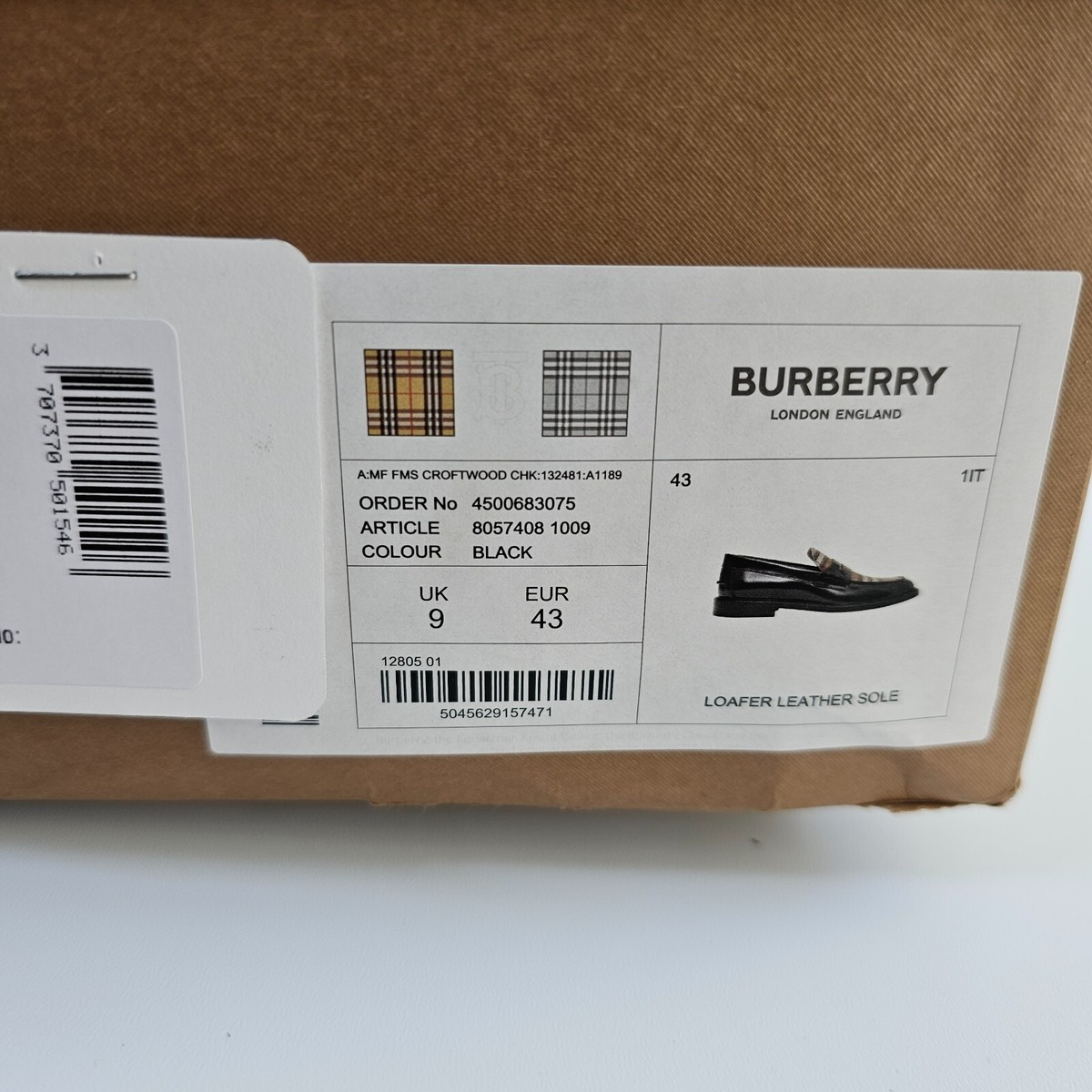 BURBERRY Shane Black/Beige Checkered Leather Penny Loafers BURBERRY Shane Black/Beige Checkered Leather Penny Loafers