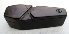 ANTIQUE FOLK ART HAND CARVED WOODEN COFFIN PUZZLE SNUFF BOX ~ MID 1800s