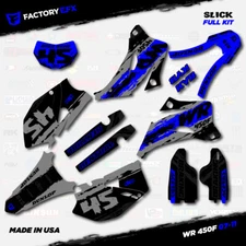 Gray & Blue Slick Racing Graphics Kit fits Yamaha WR450F 07-11 Decals WR 450F