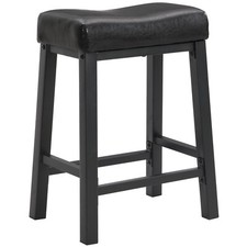 eHemco Heavy-Duty Faux Leather Saddle Seat Kitchen Barstool, 24.8" Collectible 