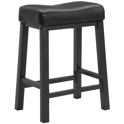 eHemco Heavy-Duty Faux Leather Saddle Seat Kitchen Barstool, 24.8" (Collectible)