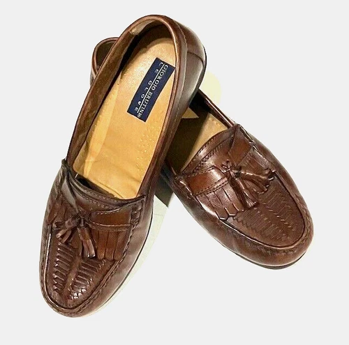 Giorgio Brutini Le Glove Brown Leather Kilt Tassel Loafers Shoes Men's Size 11 D