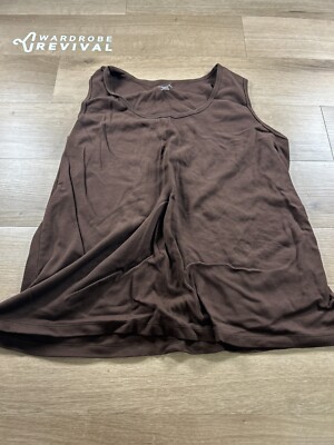 St Johns Bay Essential Tank Top Womens 1X Brown Cotton Sleeveless