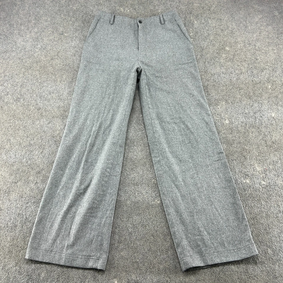VINTAGE Ralph Lauren Pants Womens 10 Grey Wool Flare Wide Leg Trouser Pocket 90s - Image 2 of 4