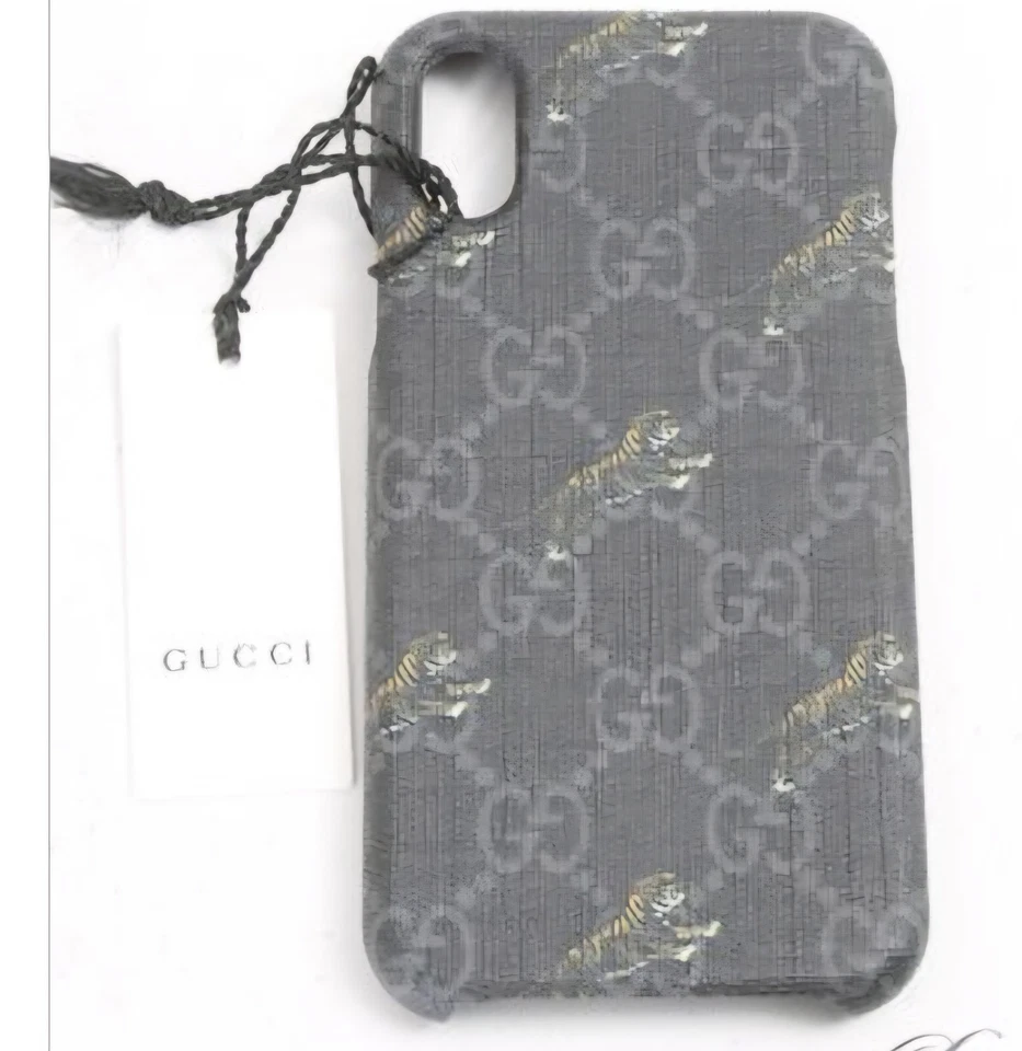 Autêntica NOVA COM ETIQUETAS NA CAIXA GUCCI GG MONOGRAMA PRETO GG TIGERS CAPA DE TELEFONE IPHONE X/XS - Imagem 4 de 4