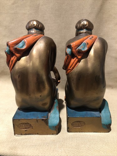 Very Rare 1920s Pompeian Bronze 6”x7”x3” Roman Greek “The Sculpture” Bookends - Picture 4 of 12