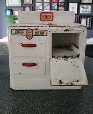 1930s Marx Pretty Maid Toy Oven, Metal Enamel Tin Range Kitchen Stove