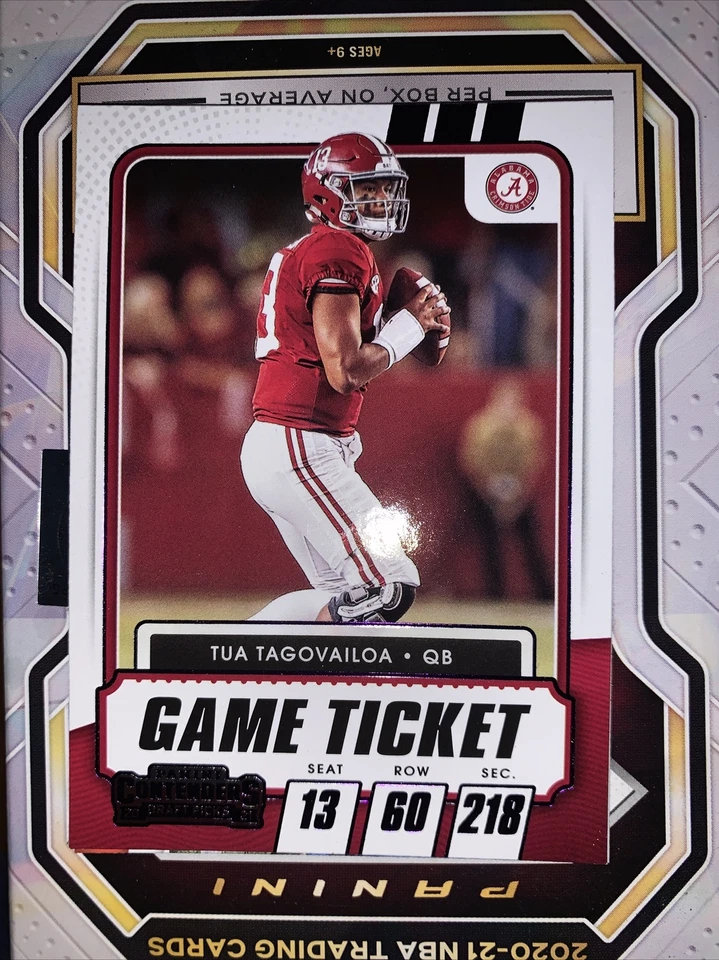 2021 panini contenders draft picks Tua Tagovailoa Purple Foil Game Ticket - Image 2 of 2