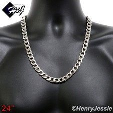 24"MEN's Stainless Steel WIDE 12mm Silver Cuban Curb Link Chain Necklace N117