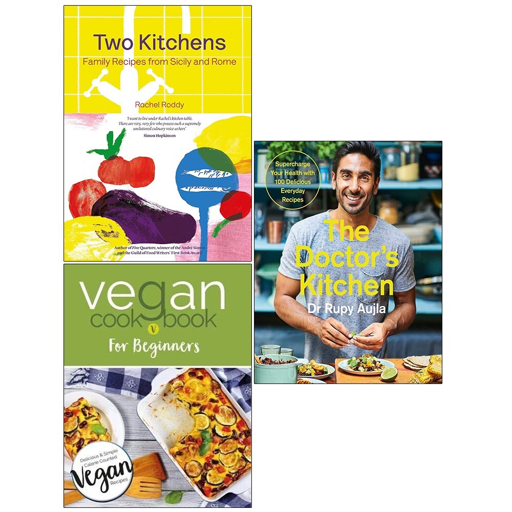 Rachel Roddy & Iota &Dr Rupy Aujla Unisex Two Kitchens Rachel Roddy,Vegan Cookbook Iota,Doctors Kitchen 3 Books Set - Image 3