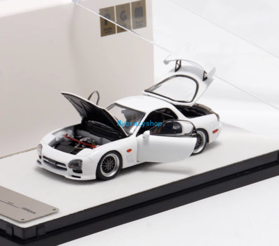 CR PGM 1:64 White JDM RX-7 FD3S Racing Sports Model Diecast Metal Car