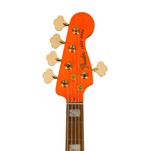 Fender MonoNeon Jazz Bass V Guitar, Fluorescent Yellow - Picture 6 of 7