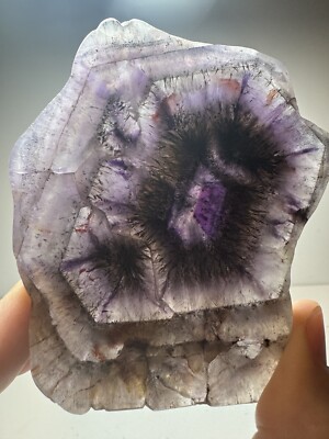 Auralite 23 Boreal Chevron Amethyst Crystal Double Sided Polished Slice