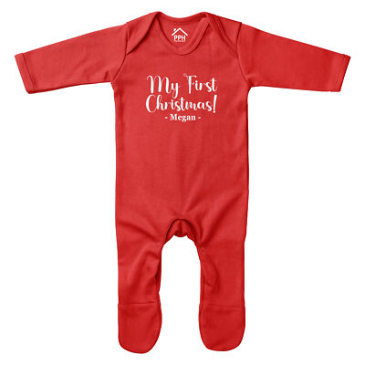 First Christmas Pjs Personalised Christmas Sleepsuit Personalised