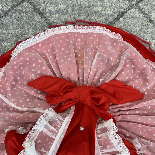 VTG Red White Apron Full Circle Pageant Dress Petticoat Size 3 - Picture 7 of 23