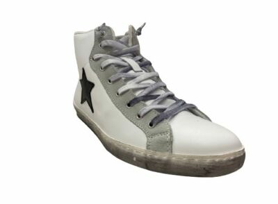Stivaletti Alta Pelle Bianco/Grigio VIA CONDOTTI – Sneakers Uomo Con Doppia Stella – Tacco Piatto E Chiusura Stringata - 2