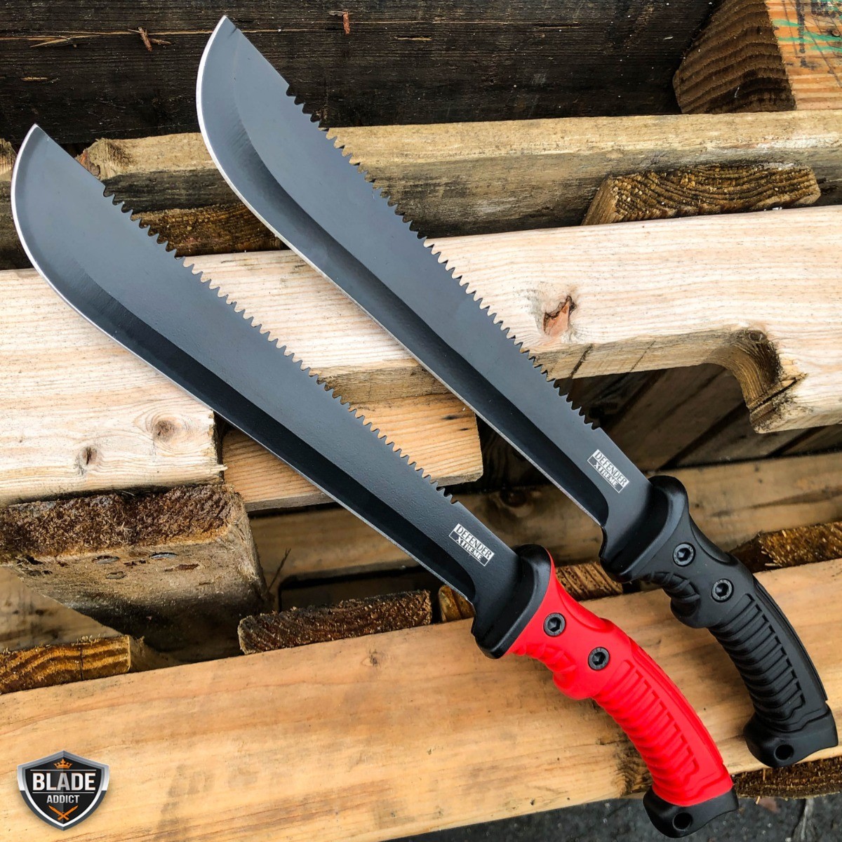 26 Fixed Blade Sawback Machete with a Survival Fire Starter, for