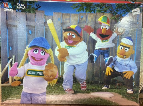 Sesame Street Ernie Bert Elmo Dawn 35pc Baseball Puzzle Vintage 1988 ...