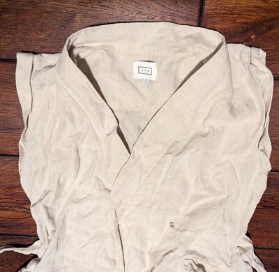 ayr linen utility dress AYR Women's Linen Wrap Utility Sleeveless Shirt Dress Natural Size 10