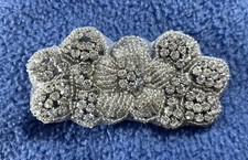 Bridal Silver Crystal Applique 6 Silver Patches Beaded Belt Sew On Applique
