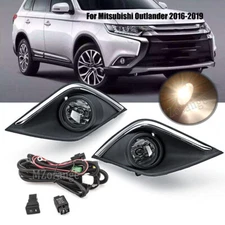 Fog Lamp Light Lamps Chrome Cover Wiring Switch For Mitsubishi Outlander 2016-19
