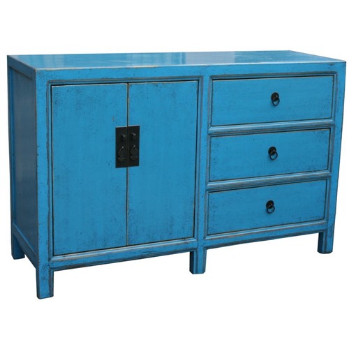 Blue Lacquer Short Sideboard Buffet (36-003) - Picture 2 of 4