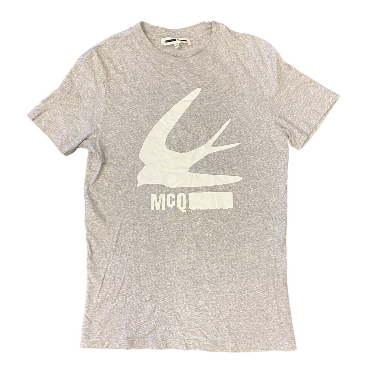 MCQ ALEXANDER MCQUEEN SWALLOW BIRD GRAY T SHIRT ADULT SIZE SMALL
