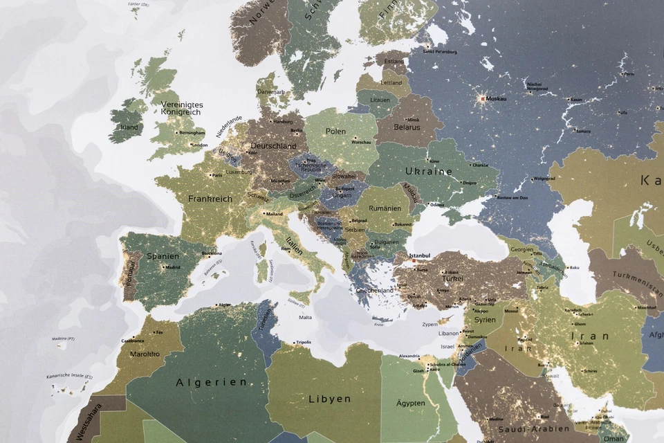 Gran Mapa Mundi XL, "El Mundo De Noche", 140 x 100 cm - Imagen 2 de 4