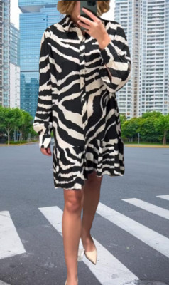 H&M Edition Zebra Print Oversized Short Dress - Size M  NWT