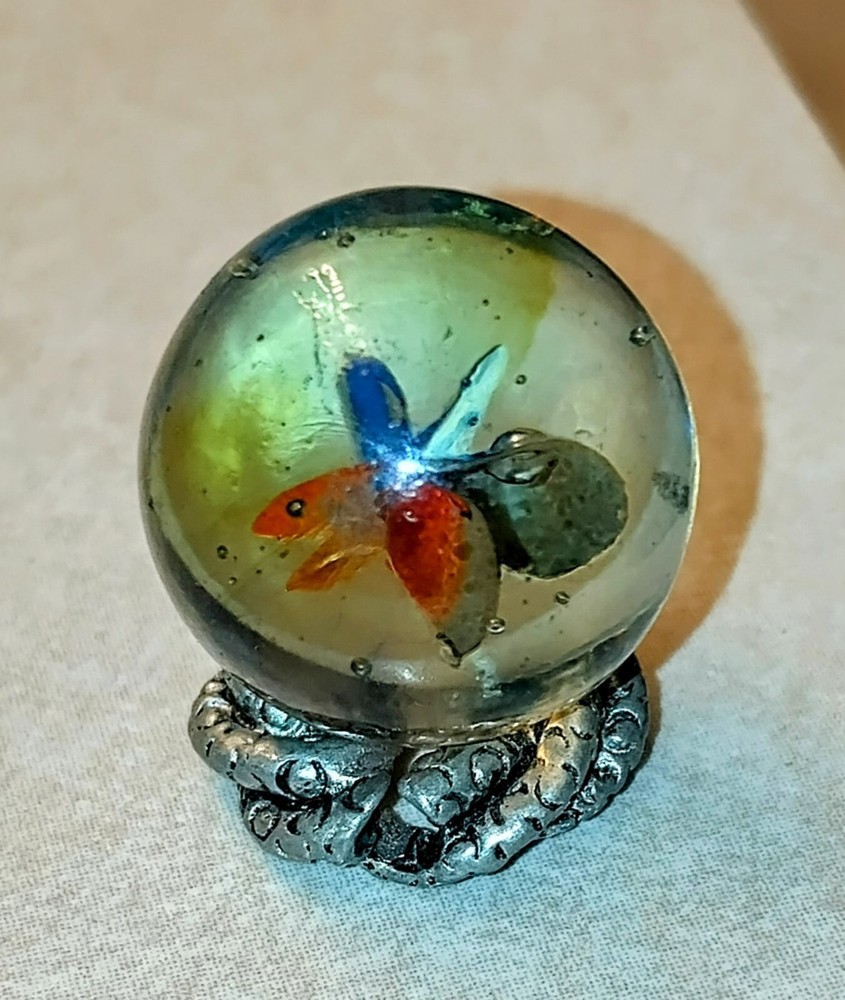CRAZY Vintage Multi Colored Yasuda Japanese Cat's Eye 6 Vein Glass Toy Marble