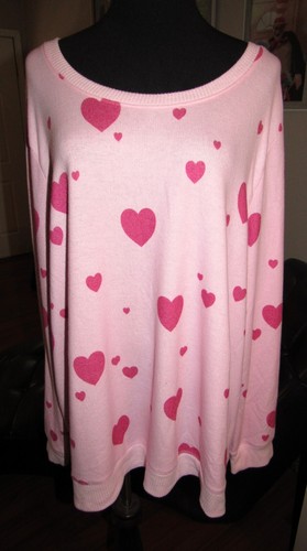 NWOT by Jill Martin Graphic Crewneck Sweatshirt -3X- Pink Hearts
