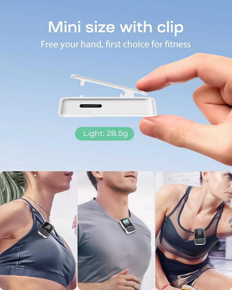 YOTON Lettore Musicale Bluetooth 64GB, Mini MP3 Sportivo Portatile con Clip, Suo - Immagine 4 di 4